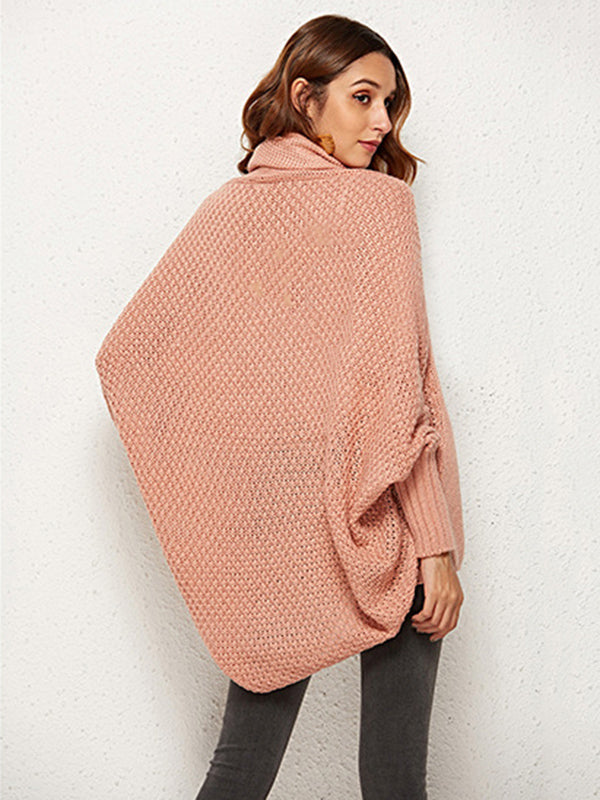 Cardigan décontracté ample à manches chauve-souris, couleur unie