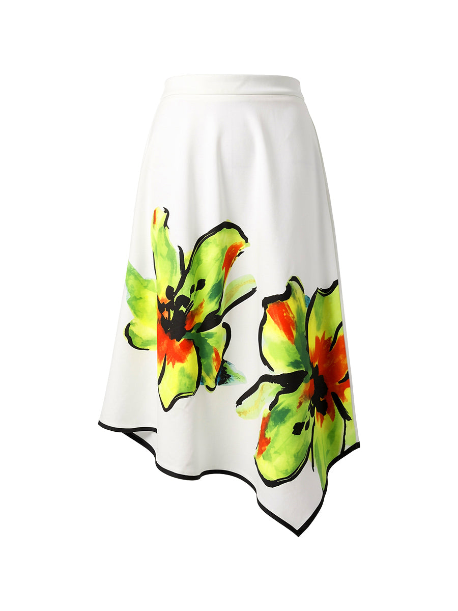 Jupe coupe trapèze, taille haute, à imprimé floral