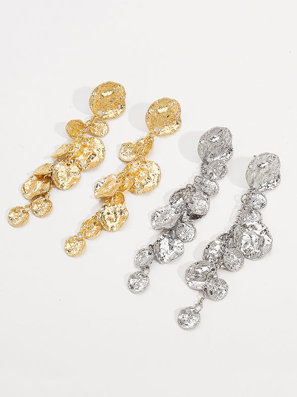 Boucles d'oreilles géométriques à pompons, couleur unie
