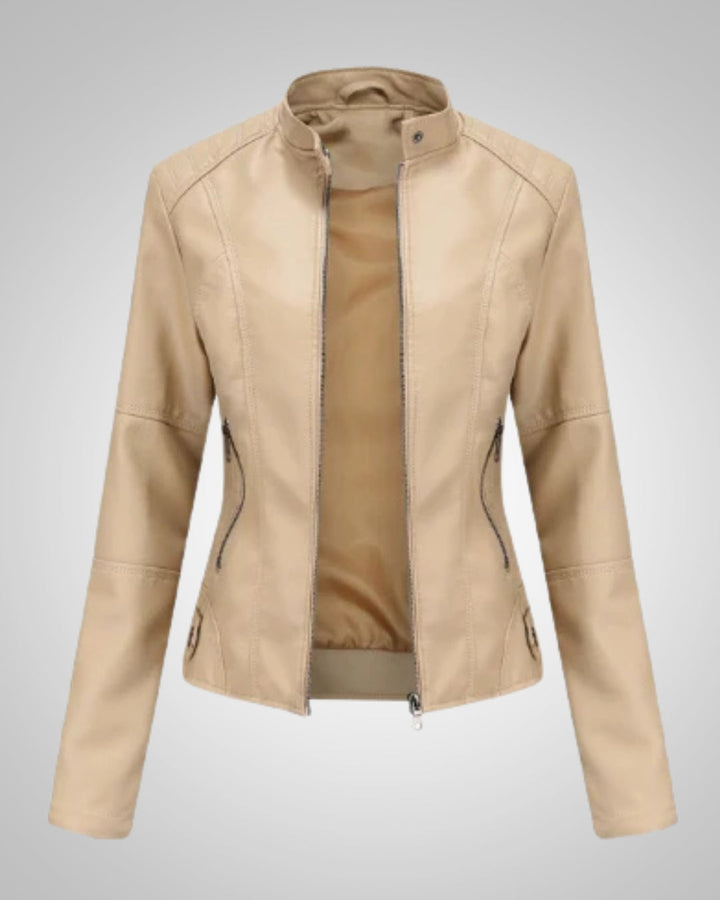 Luisa | Veste en cuir classique pour femmes à col montant