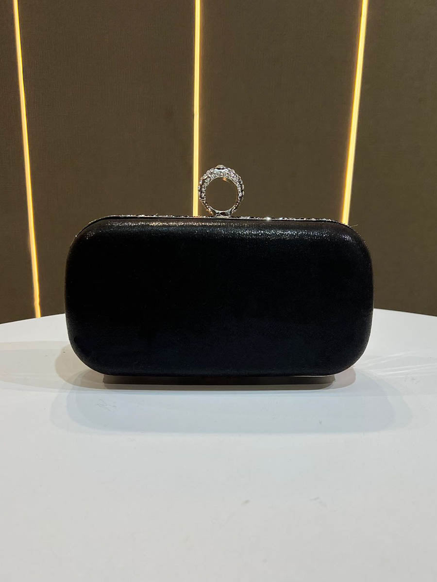 Pochette de soirée géométrique brillante à chaîne, à cadenas, à strass