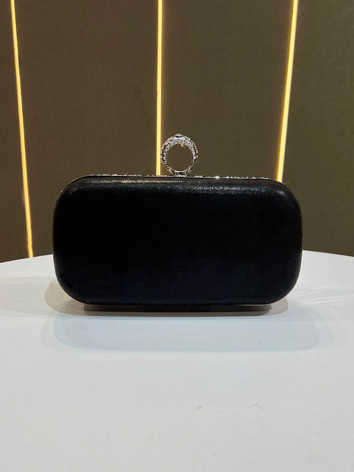 Pochette de soirée géométrique brillante à chaîne, à cadenas, à strass