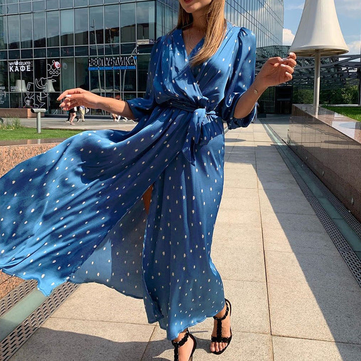 Dalia - Robe midi avec ceinture à pois