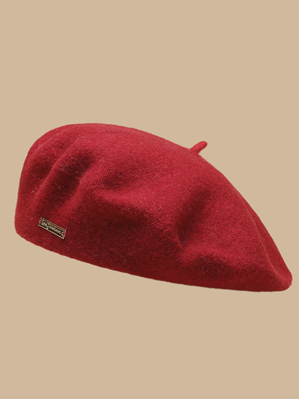 Béret rétro artistique, couleur unie