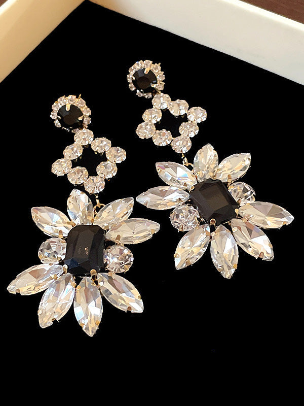Boucles d'oreilles pendantes géométriques à strass