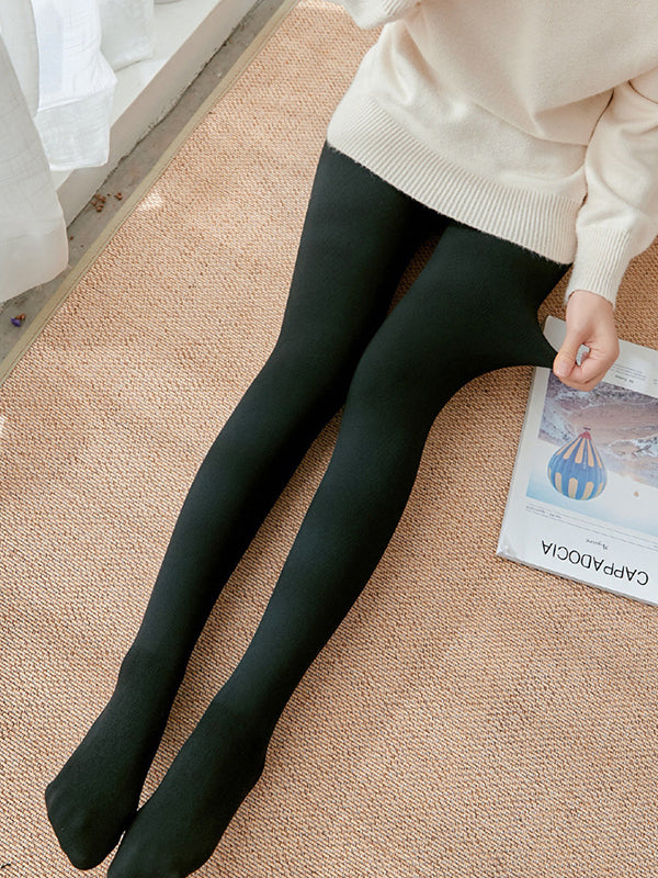 Pantalon thermique en velours de couleur unie, jambe slim Simple, garde au chaud, bas