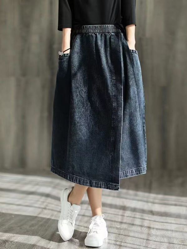 Jupe ample asymétrique à taille élastique, à empiècements