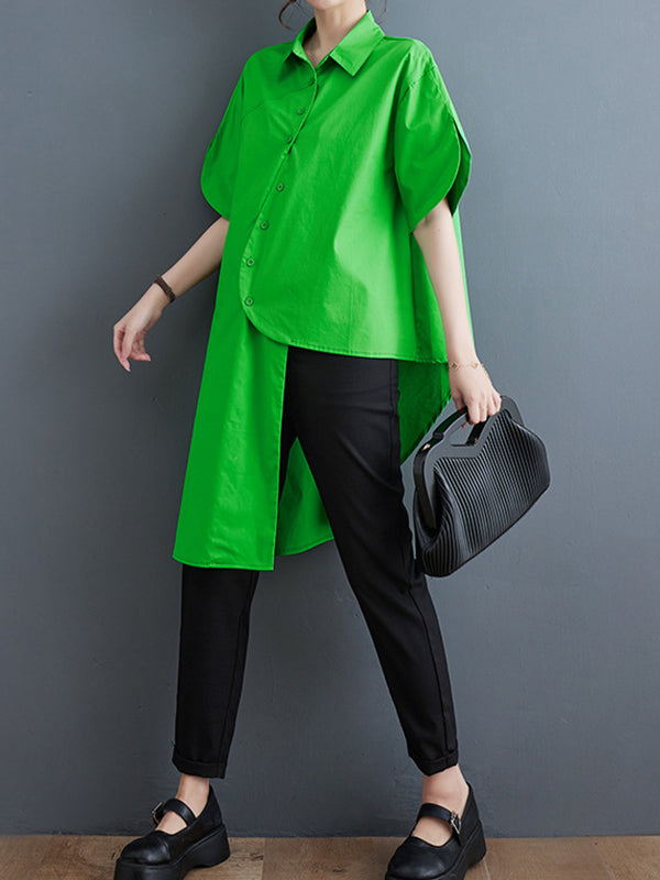 Hauts de chemise à revers de couleur unie à coupe irrégulière