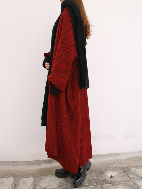 Cardigan en tricot à fil épais, ample, surdimensionné, couleur unie, urbain, manteaux