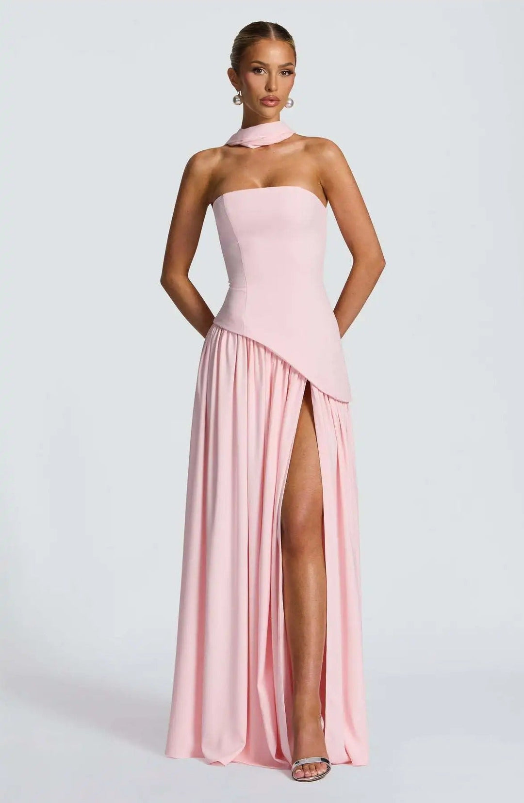Elfriede | Robe de mère de la mariée sans manches, robe de soirée maxi en A-line avec fente