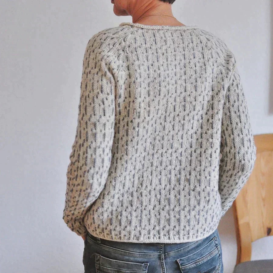 Pull en tricot gris élégant pour femmes | Manches longues