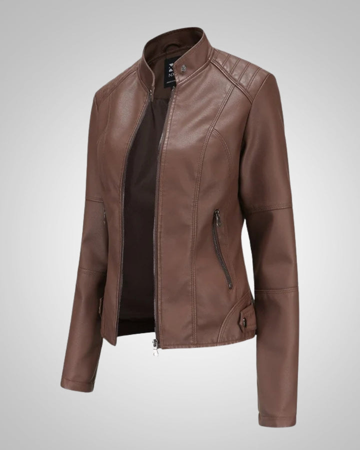 Luisa | Veste en cuir classique pour femmes à col montant