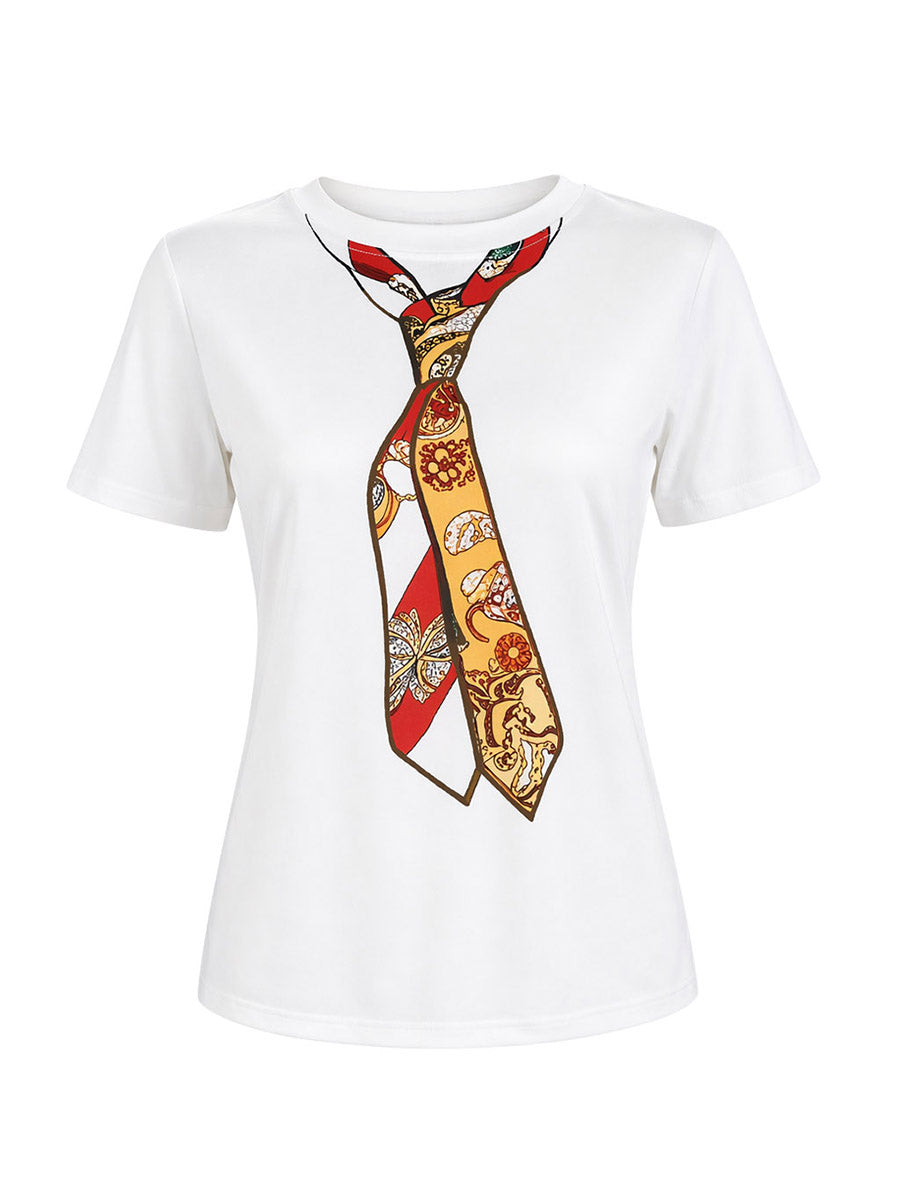 T-shirt imprimé à manches courtes, coupe près du corps, à col rond