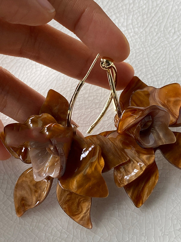 Boucles d'oreilles pendantes en forme de fleur
