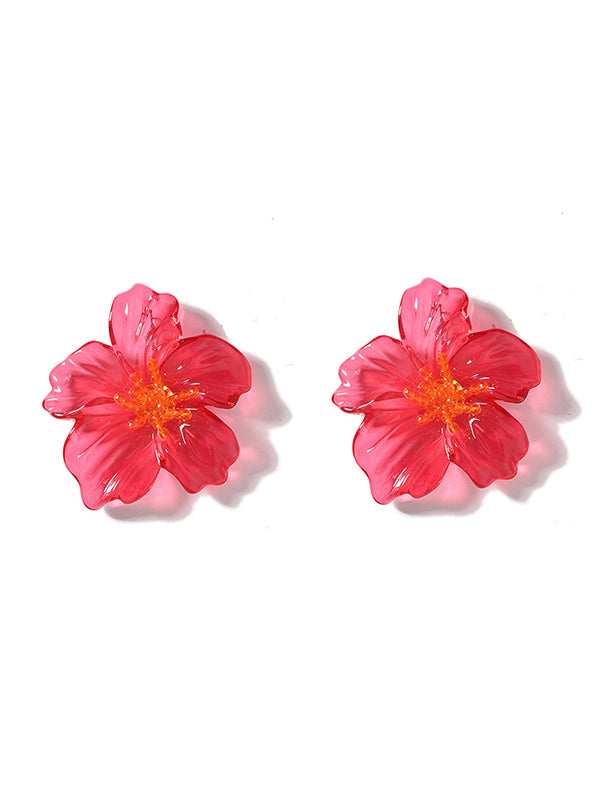 Accessoires de boucles d'oreilles légèrement transparentes en forme de fleur