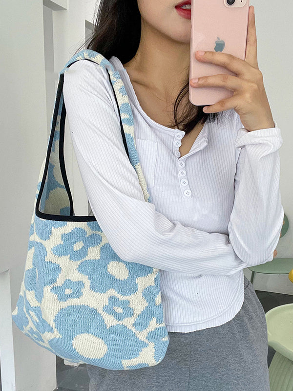 Accessoires de sacs de couleur contrastée à tissage floral original