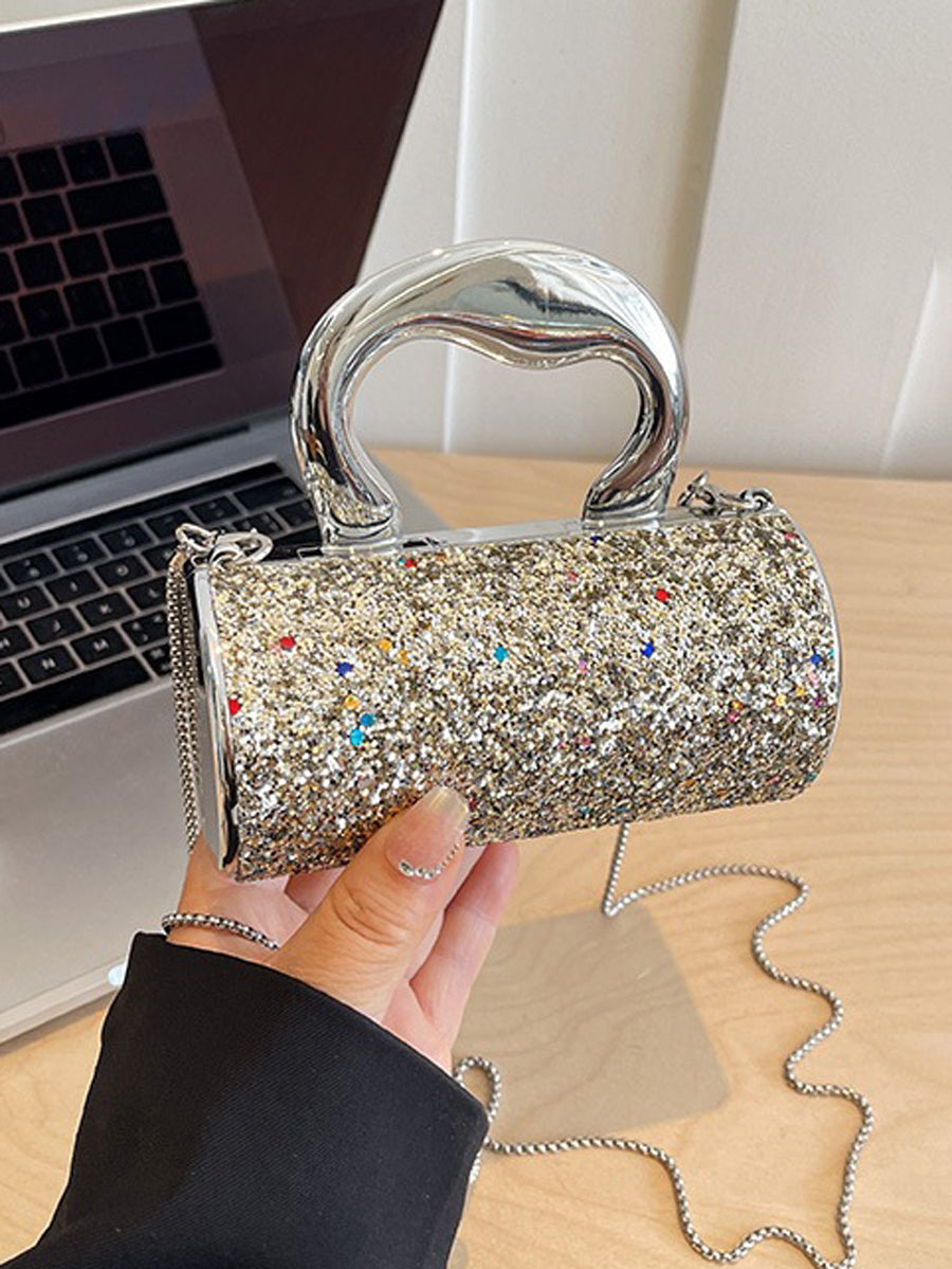 Sac à main bandoulière brillant géométrique à chaîne