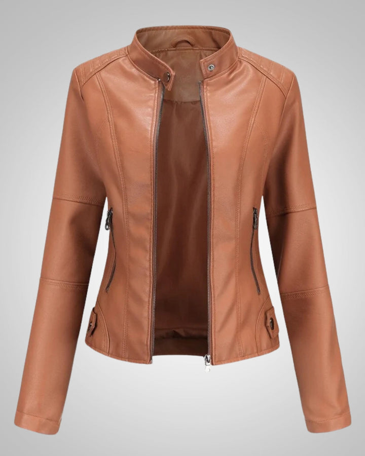 Luisa | Veste en cuir classique pour femmes à col montant