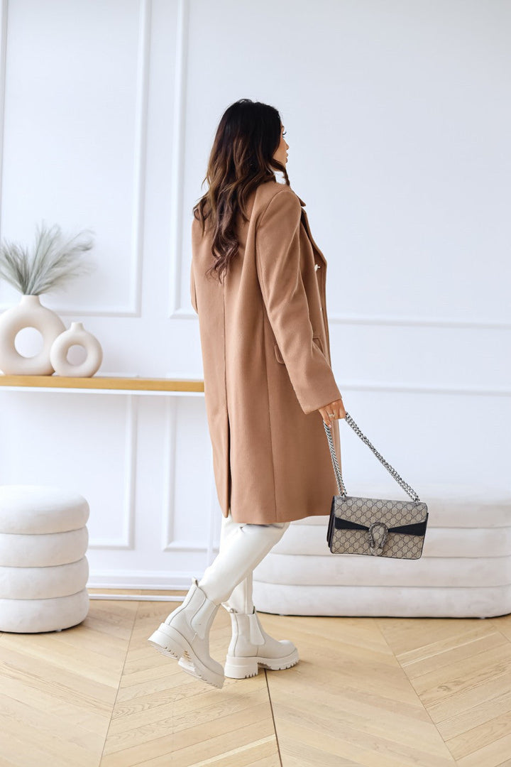 Manteau en laine à double rangée pour femmes
