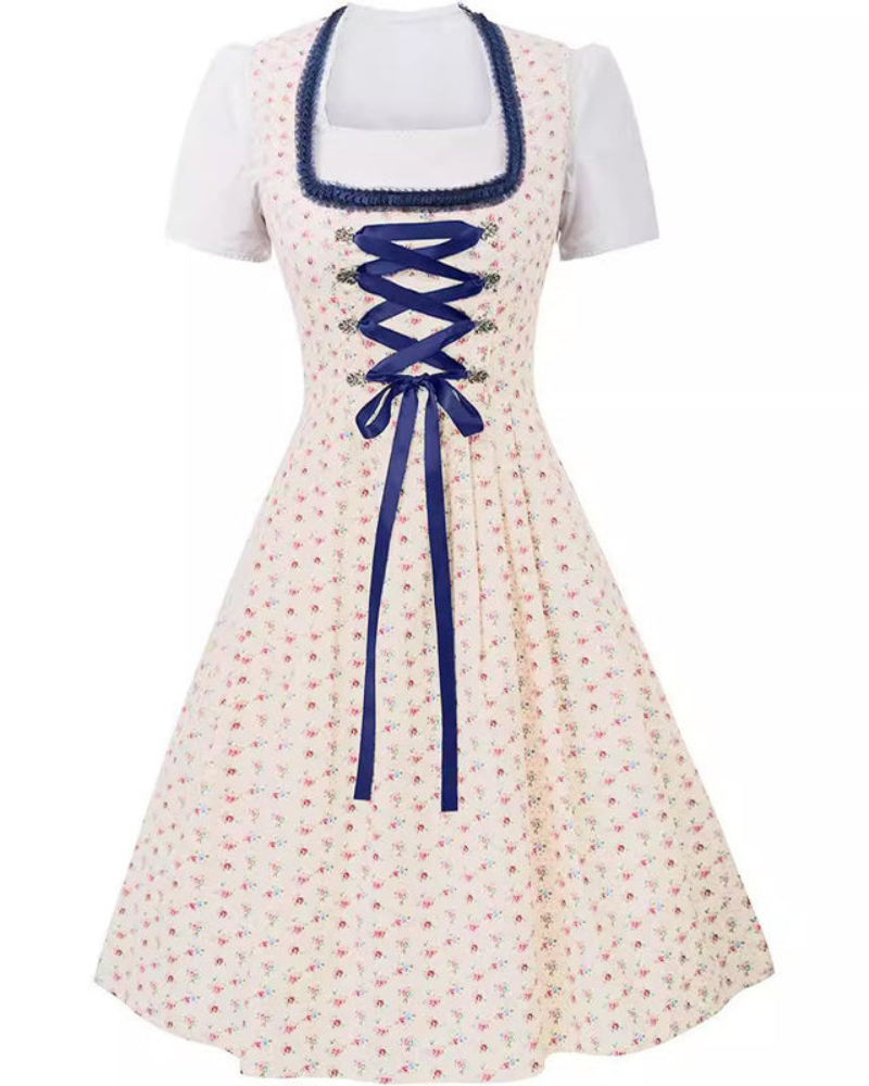 Robe Dirndl Midi à Motif Floral pour Femmes | Festive