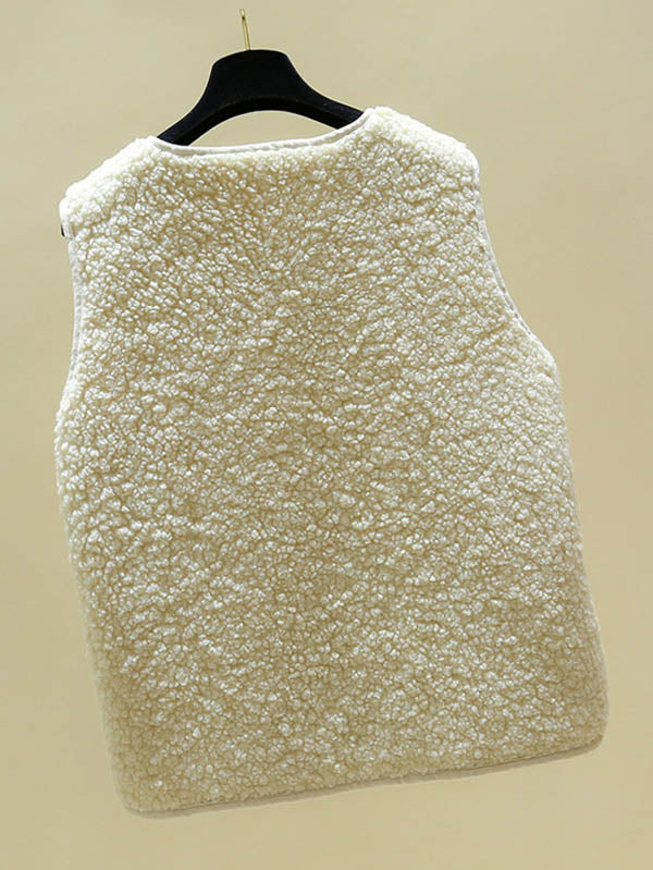 Gilet ample et chaud en laine d'agneau
