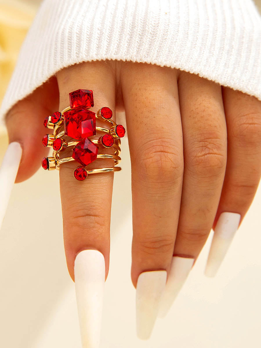 Bague géométrique à strass
