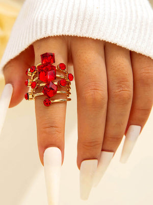 Bague géométrique à strass