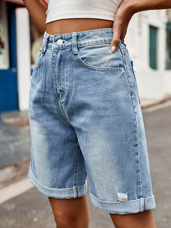 Short ample boutonné taille haute, à poches