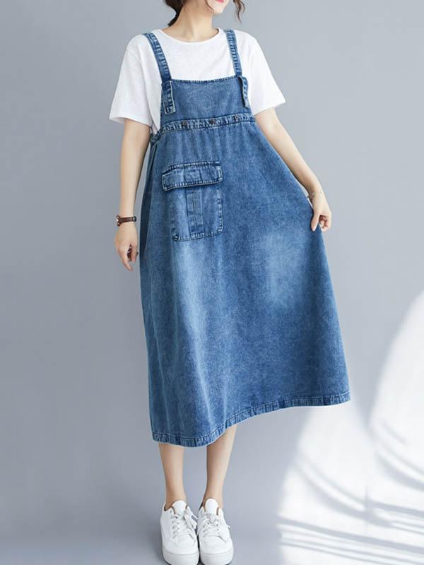 Robe bustier originale en denim uni