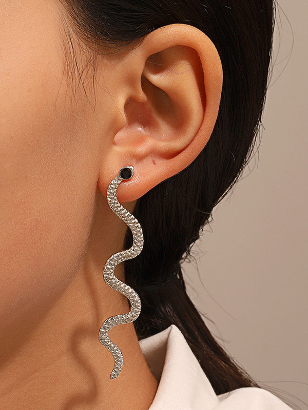 Boucles d'oreilles pendantes géométriques à strass, en forme de serpent, couleur unie
