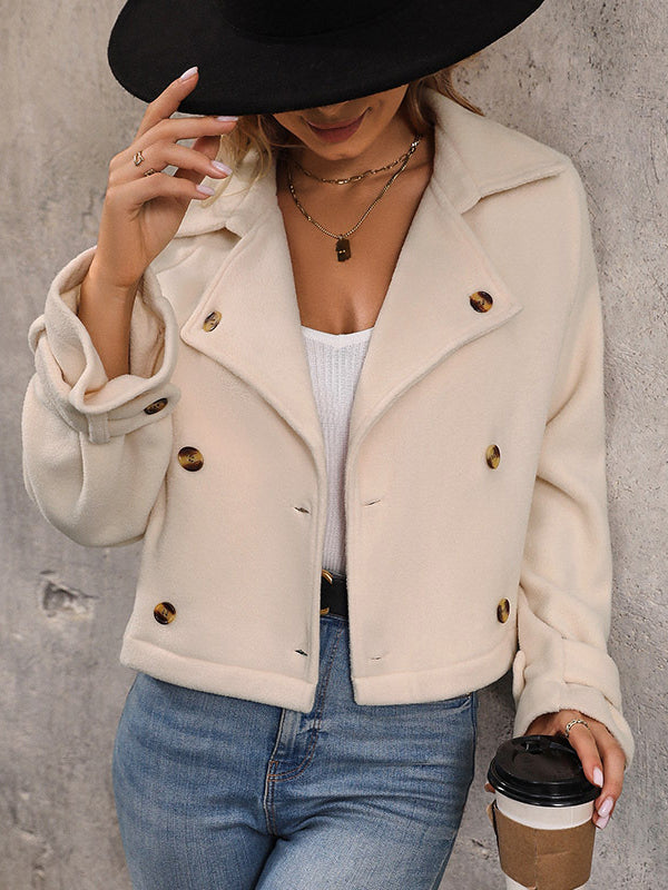 Veste ample boutonnée à manches longues, à empiècements, à col cranté