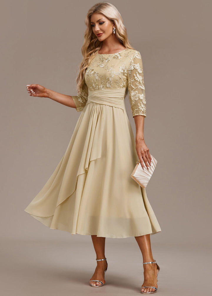 Manuela | Robe mi-longue en chiffon brodée pour femmes