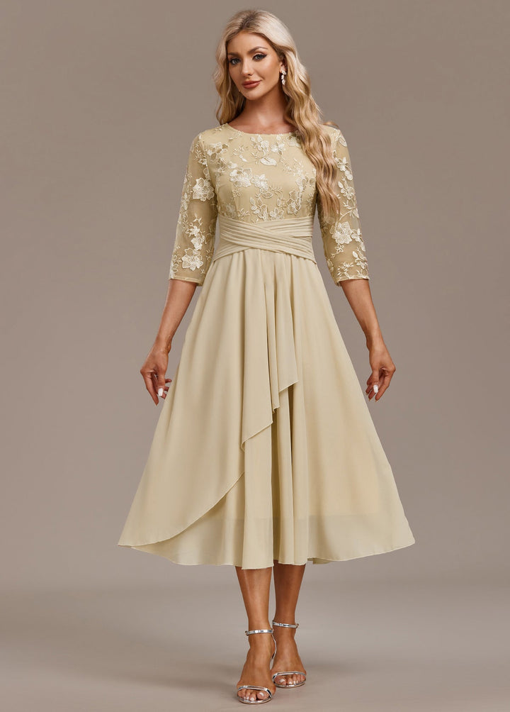 Manuela | Robe mi-longue en chiffon brodée pour femmes