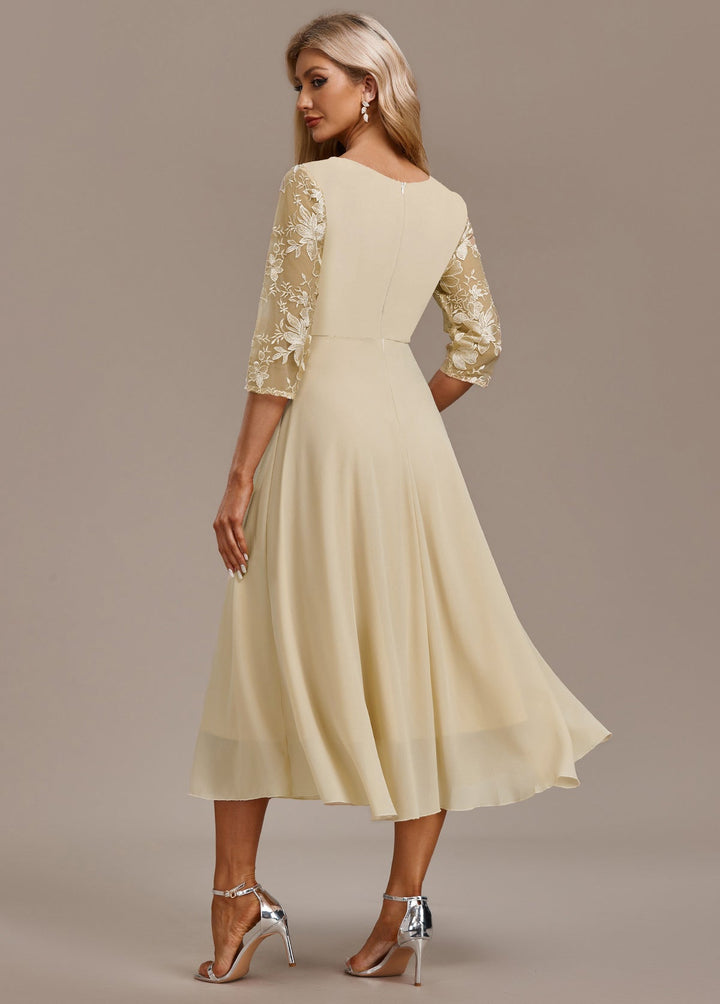 Manuela | Robe mi-longue en chiffon brodée pour femmes