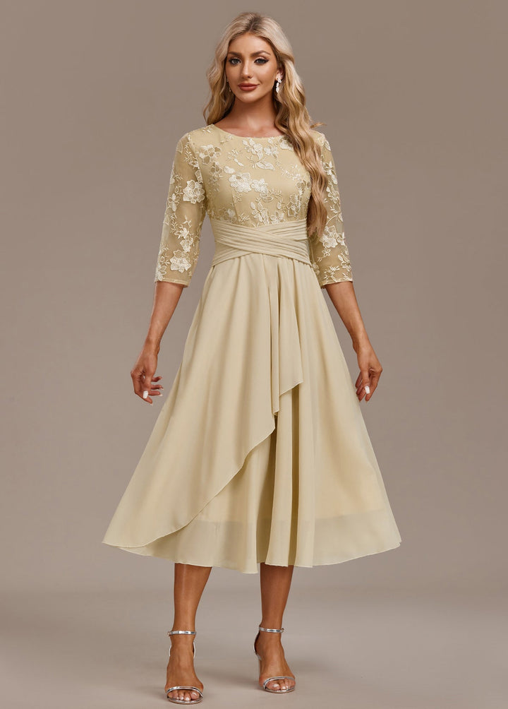 Manuela | Robe mi-longue en chiffon brodée pour femmes