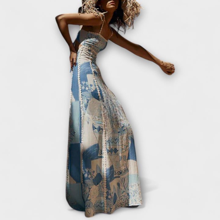 Terazza Ric Rac - Robe maxi évasée en lin avec design slip