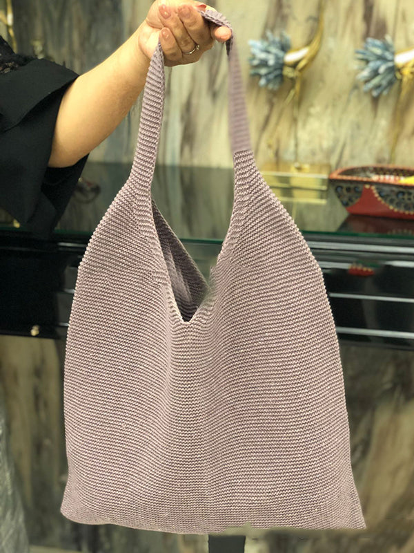 Sacs de couleur unie Sac à main tissé