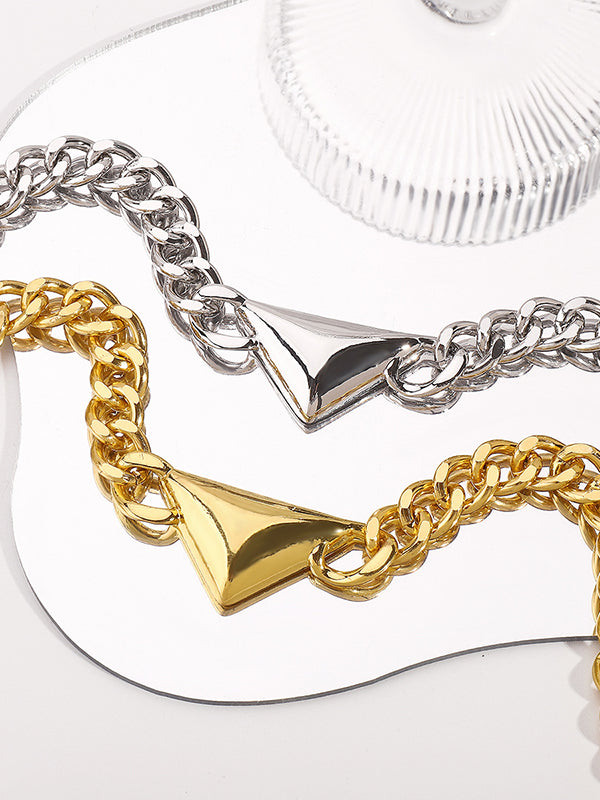 Collier géométrique à chaîne, couleur unie