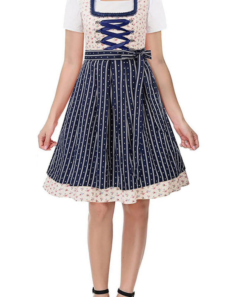 Robe Dirndl Midi à Motif Floral pour Femmes | Festive
