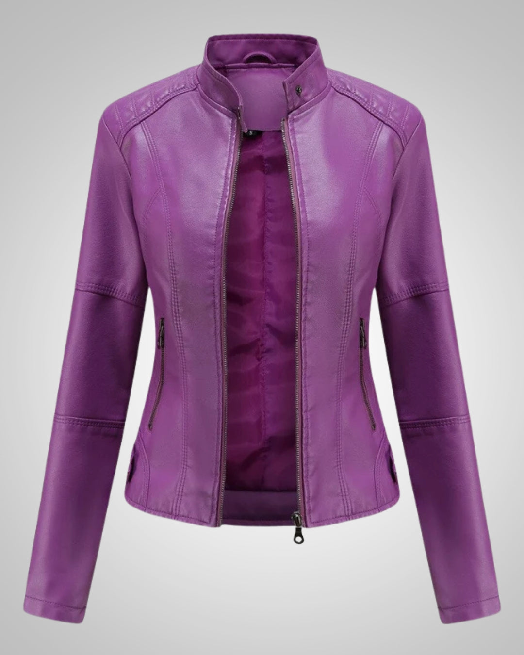 Luisa | Veste en cuir classique pour femmes à col montant
