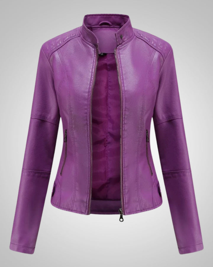 Luisa | Veste en cuir classique pour femmes à col montant