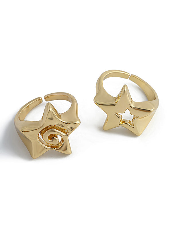 Bague réglable ajourée normcore, en forme d'étoile