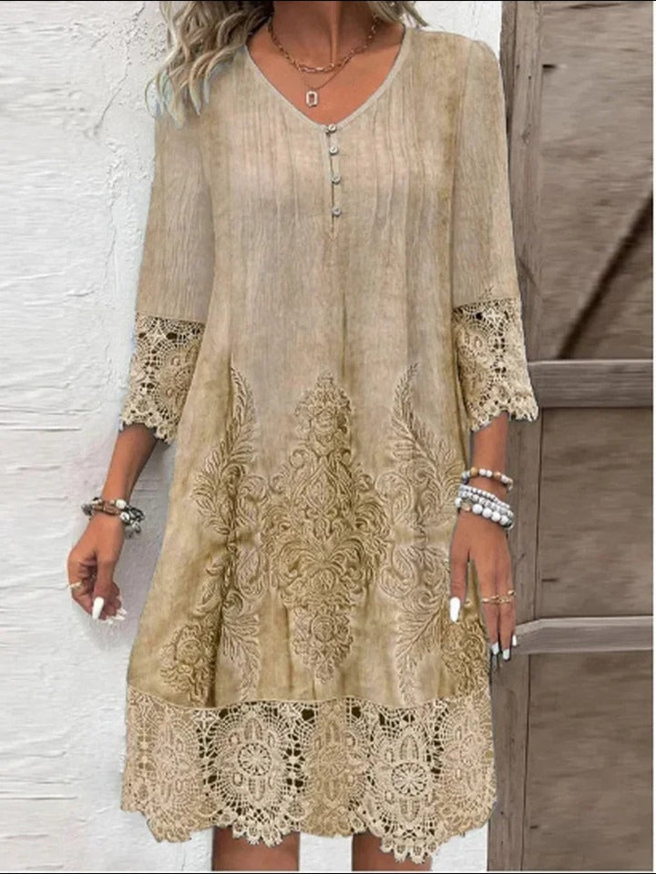 Nora | Robe tunique Boho à fleurs pour femmes avec manches en dentelle