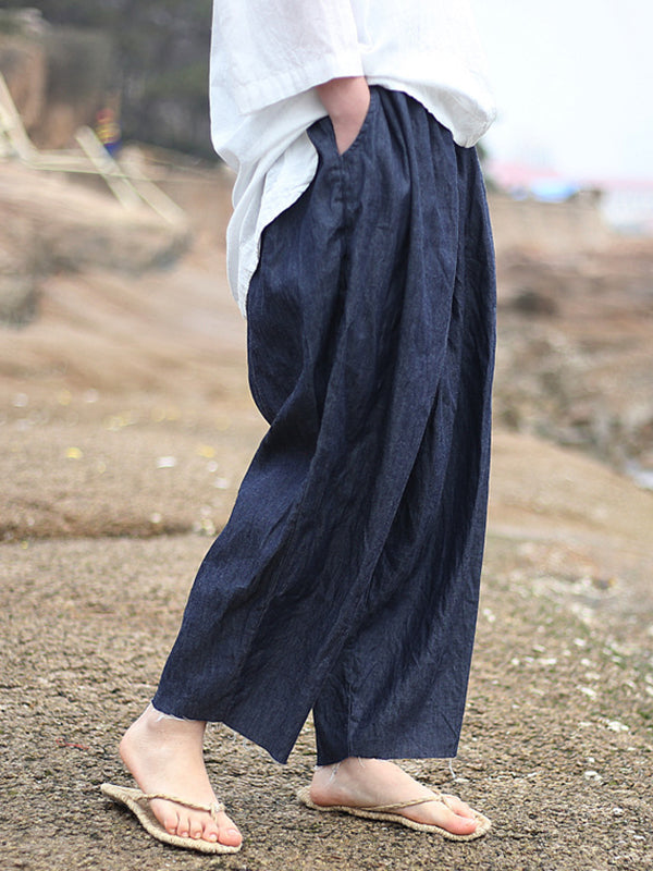 Pantalon en jean à jambes larges de couleur denim ample vintage