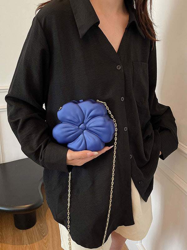 Sac bandoulière brillant à chaîne, en forme de fleur