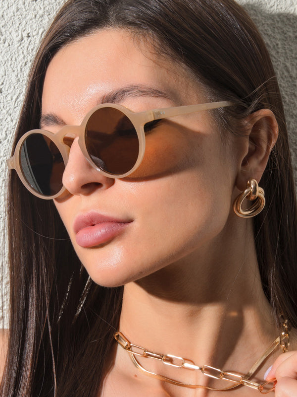 Lunettes de soleil taille ronde, anti-UV