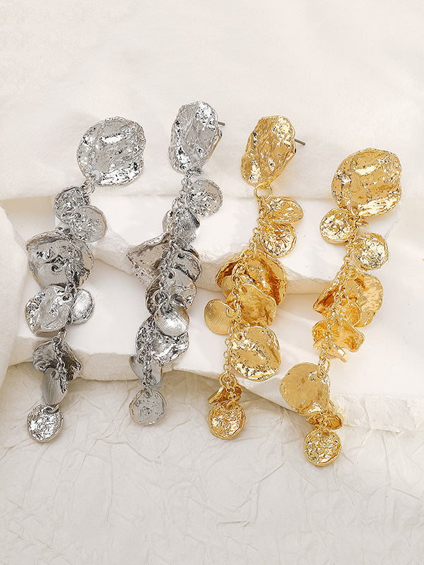 Boucles d'oreilles géométriques à pompons, couleur unie