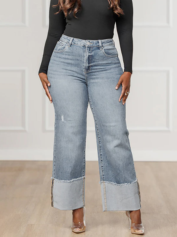Jean taille haute, à empiècements