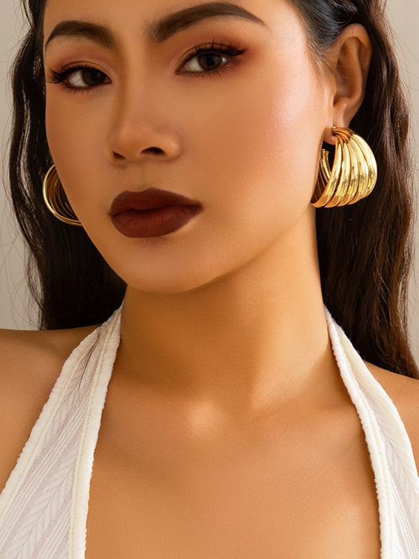 Boucles d'oreilles géométriques normcore, couleur unie