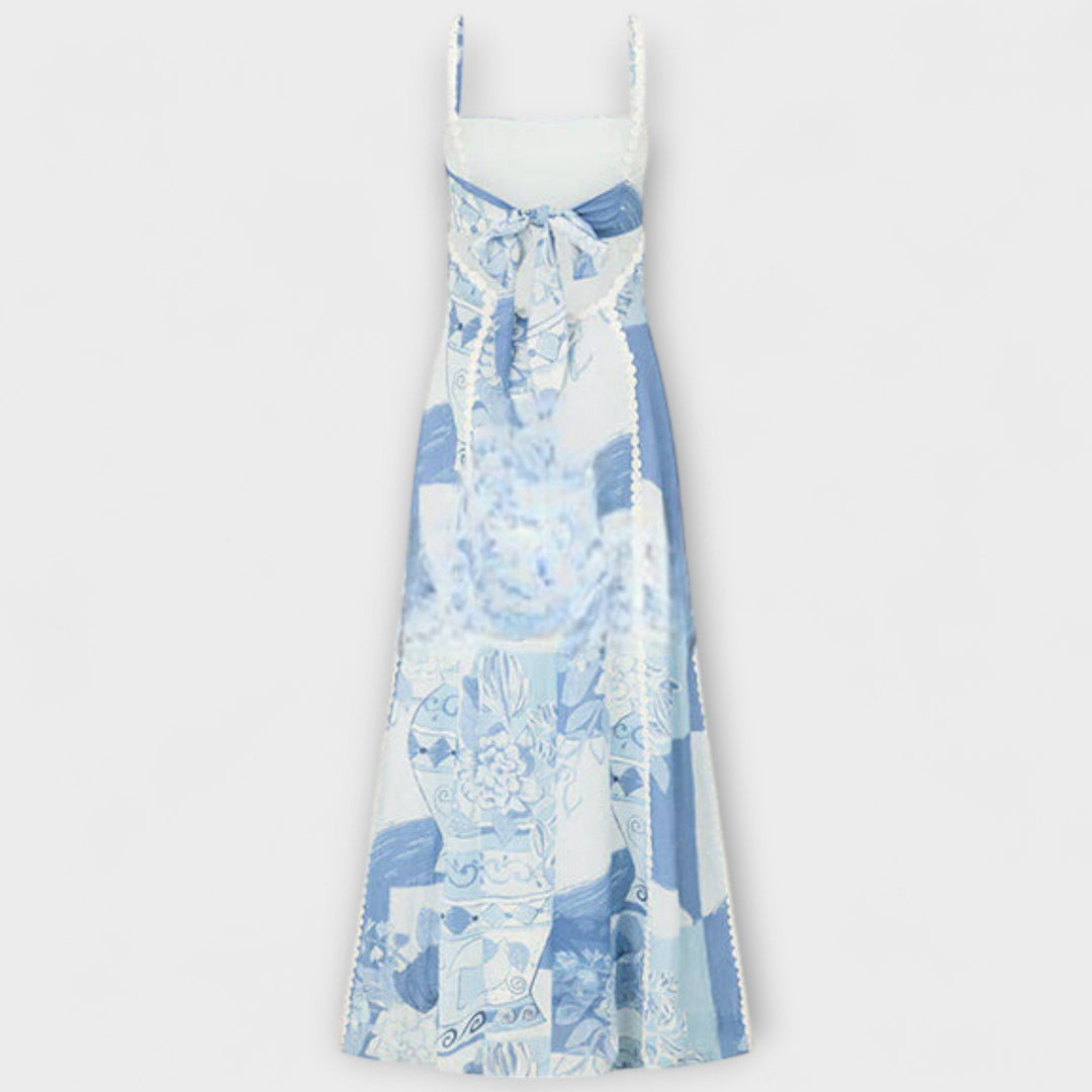 Terazza Ric Rac - Robe maxi évasée en lin avec design slip